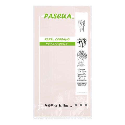Papel Coreano Macaroon C/10 Amarillo Claro