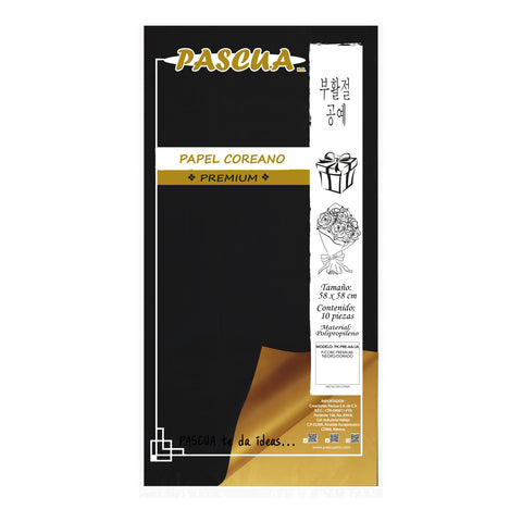 Papel Coreano Premium C/10 Negro/Dorado