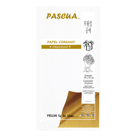 Papel Coreano Premium C/10 Rosa Blanco/Dorado