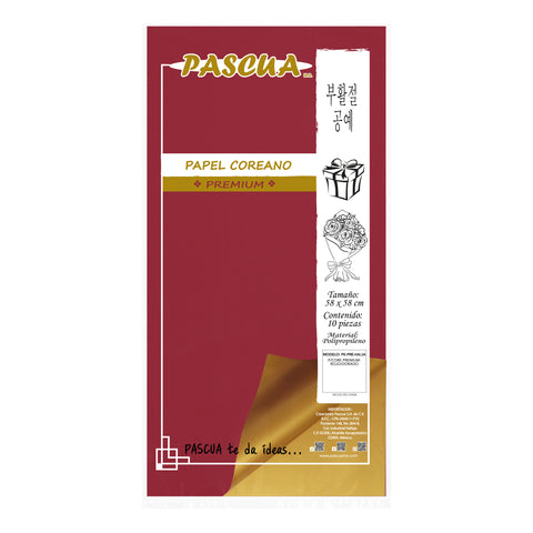Papel Coreano Premium C/10 Rojo/Dorado