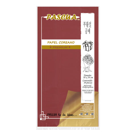 Papel Coreano Premium C/10 Vino/Dorado