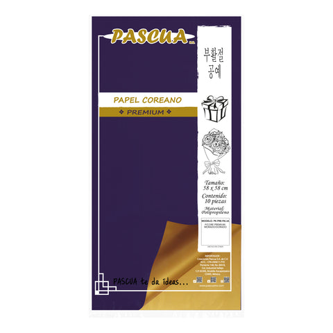 Papel Coreano Premium C/10 Morado/Dorado