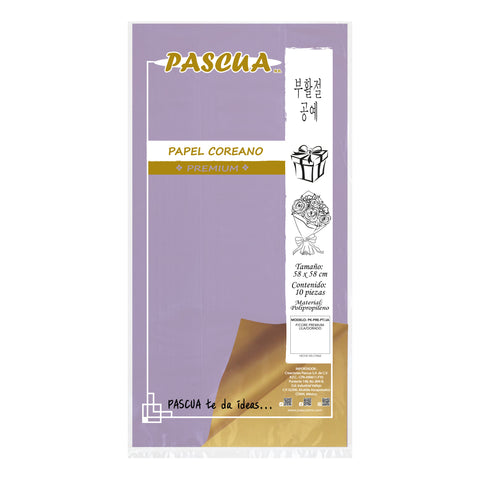 Papel Coreano Premium C/10 Lila/Dorado