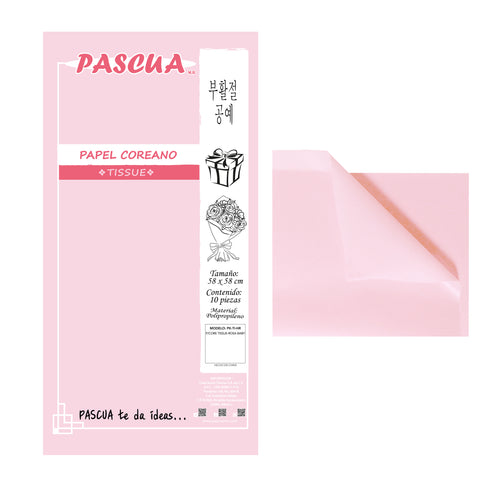 Papel Coreano Tissue C/10 Rosa Pastel