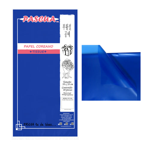 Papel Coreano Tissue C/10 Azul Rey