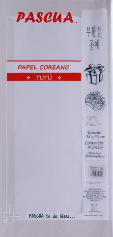 Papel Coreano Tutu C/10 Blanco