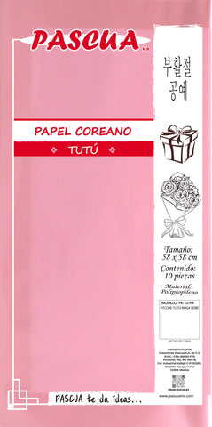 Papel Coreano Tutu C/10 Rosa Bebe