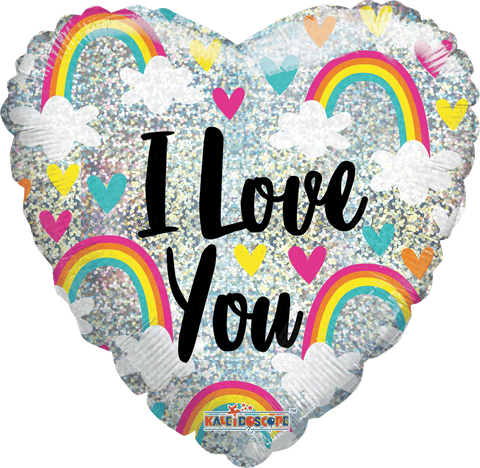 lobo MetÌÁlico 18H Ily Rainbow & Hearts