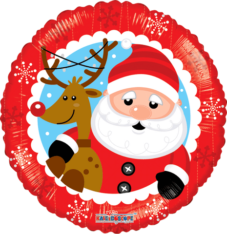 Globo Metálico 18C Santa & Reindeer