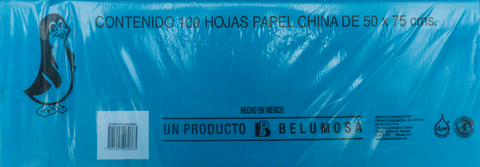 Papel China 50x75 Pingüino Pliego C/100 Agua Marina