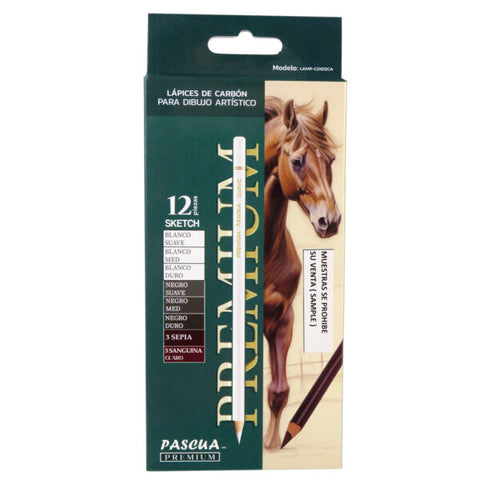Lápiz Dibujo Pascua Premium C/12 Carbón LAMP-CD012A