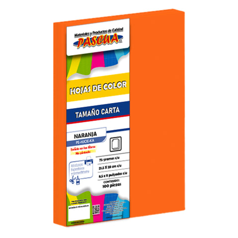 Hojas Colores Pascua C/100 Naranja