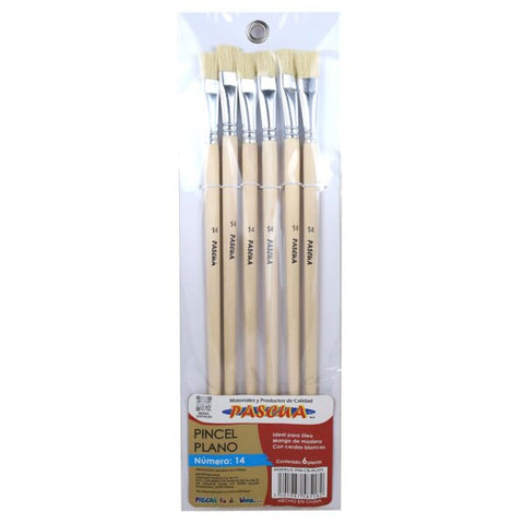 Pincel Pascua Cer/Blanca Plano #14 C/6 PIN-CB-PLA14