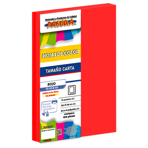 Hojas Colores Pascua C/100 Rojo