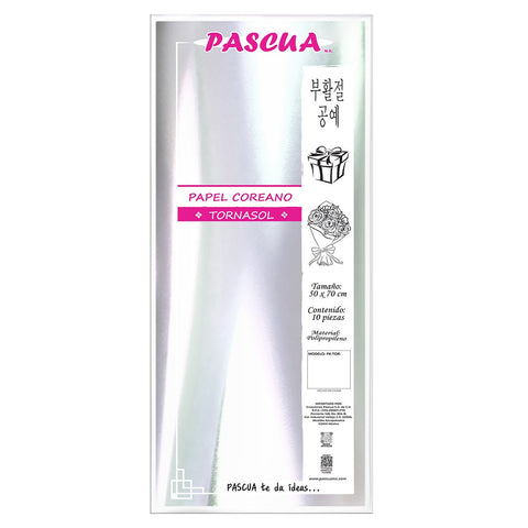 Papel Coreano Tornasol C/10 Transp Plata