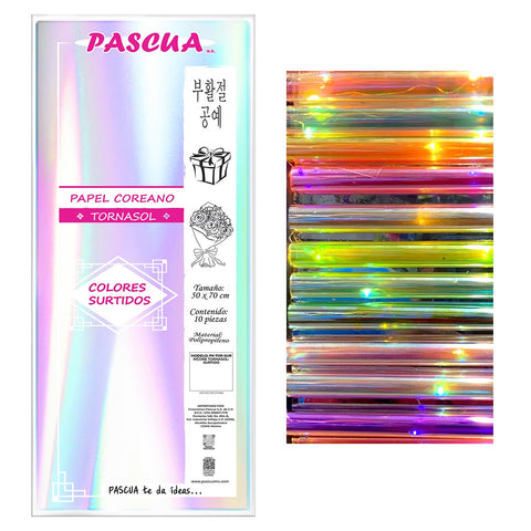 Papel Coreano Tornasol C/10 Surtido
