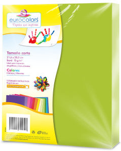 Hojas De Colores Carta Eurocolors Verde Limón C/100
