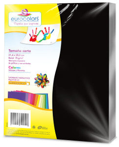 Hojas De Colores Carta Eurocolors Negro C/100