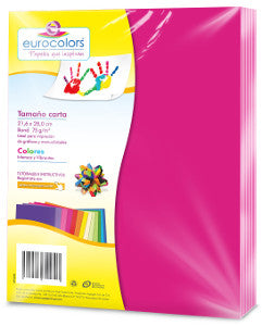 Hojas De Colores Carta Eurocolors Rosa Vibrante C/100
