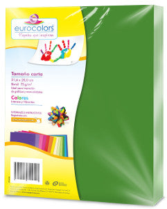 Hojas De Colores Carta Eurocolors Verde Bandera C/100