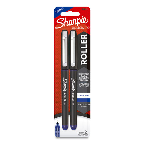 Bolígrafo Sharpie Roller Aguja 0.5Mm Azul C/2