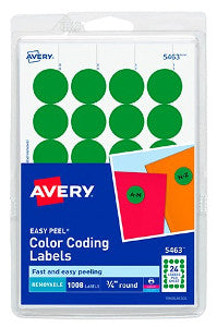 Etiqueta Avery Redonda 3/4" Verde C/1008 2105