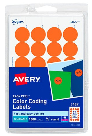 Etiqueta Redonda Avery 3/4" Naranja C/1008 2106