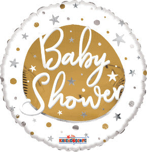 Globo Metálico 18H Baby Shower Estrellas Blanco