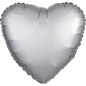 Globo Metálico 18H Corazón Satin Luxe Platinum