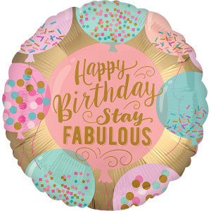 Globo Metálico 18 Satin Happy Birthday Stay Fabulous