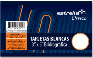 Tarjeta Blanca Estrella 3" X 5"  C/100
