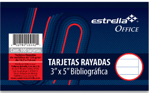 Tarjeta Rayada Estrella 3" X 5 C/100