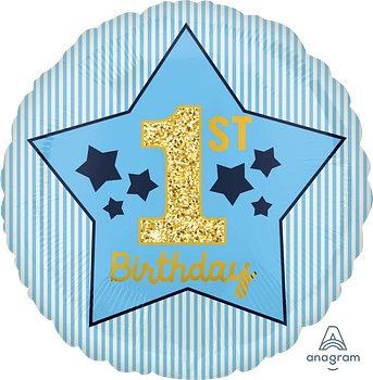 Globo Metálico 18C Boy 1st Brithday Blue & Gold