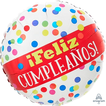 Globo Metálico 17C Feliz Cumpleaños Primary Dots