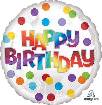 Globo Metálico 18C Happy Birthday Dots Of Color