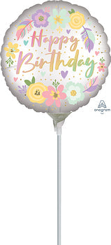 Globo Metálico 9C Boho Birthday Satin Flowers
