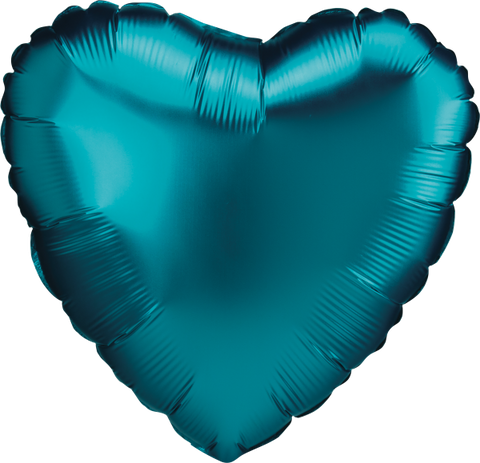 Globo Metálico 18H Corazón Satin Luxe Aqua Heart