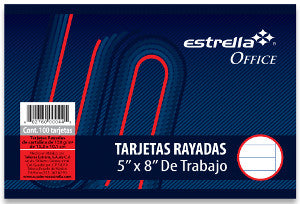 Tarjeta Rayada Estrella 5" X 8" C/100