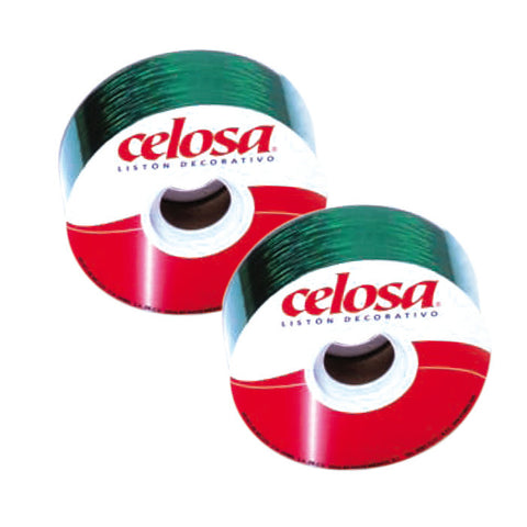 Listón Celosa 94A #9 Holográfico Lluvia Verde Bandera