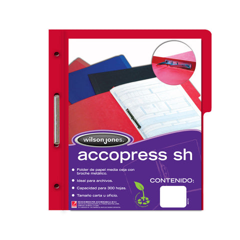 Folder Broche Accopress Oficio C/10 Rojo