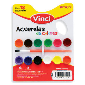 Acuarela Vinci Cartón C/12 Colores