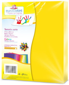 Hojas De Colores Carta Eurocolors Amarillo C/100