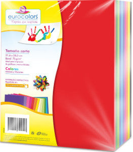 Hojas De Colores Carta Eurocolors Surtido C/500