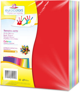 Hojas De Colores Carta Eurocolors Surtido C/1000