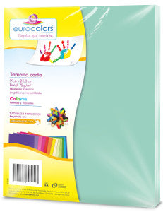 Hojas De Colores Carta Eurocolors Azul Pastel C/100