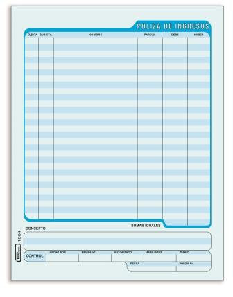 Póliza de Ingresos Printaform1004 C/3