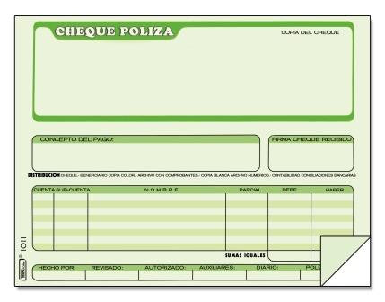 Póliza de Cheque Printaform 1/2 Oficio 1011 C/3