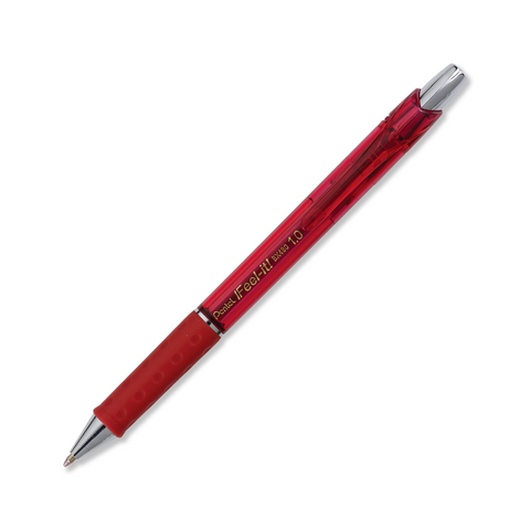 Bolígrafo Pentel Feel-it! 1.0MM Retractil Rojo BX480 C/12