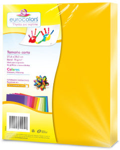 Hojas De Colores Carta Eurocolors Canario C/100