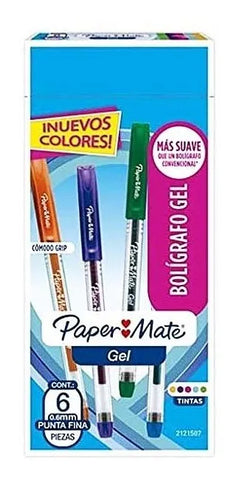 Bolígrafo Paper Mate Fino Surtido Gel C/6